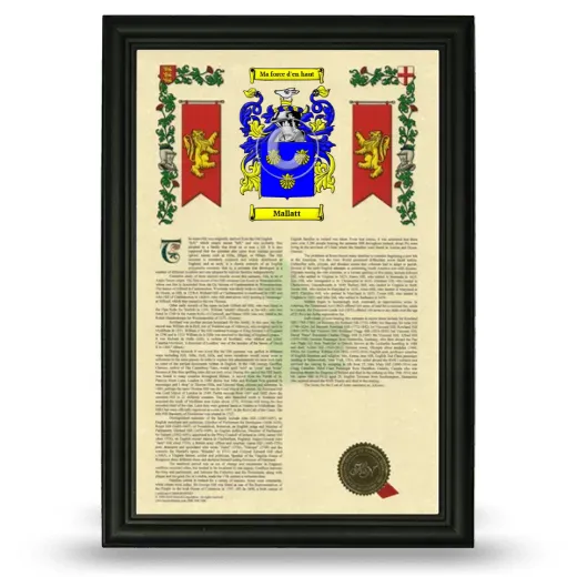 Mallatt Armorial History Framed - Black