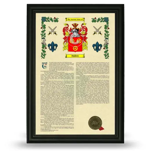 Mallete Armorial History Framed - Black