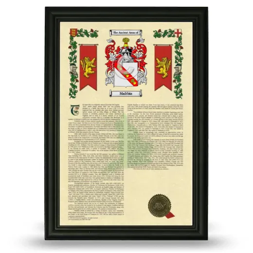 Maltbia Armorial History Framed - Black