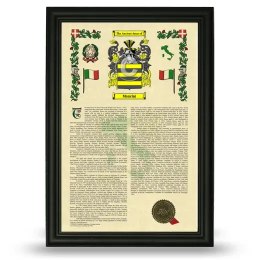 Mancini Armorial History Framed - Black