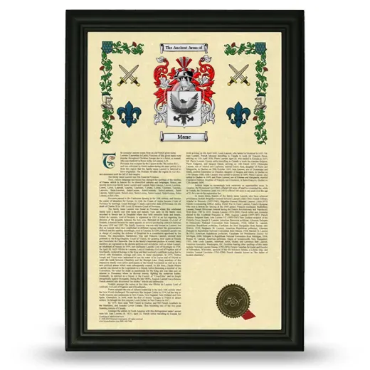 Mane Armorial History Framed - Black