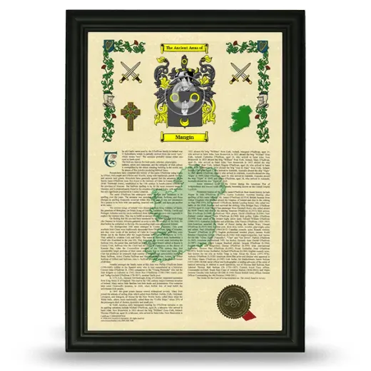 Mangin Armorial History Framed - Black
