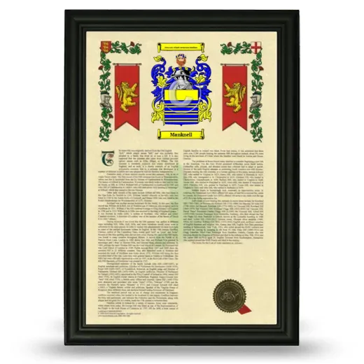 Manknell Armorial History Framed - Black