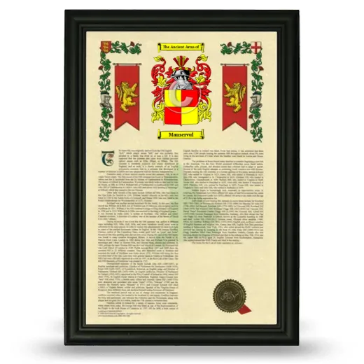 Manservul Armorial History Framed - Black