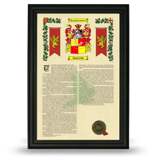 Mantervile Armorial History Framed - Black