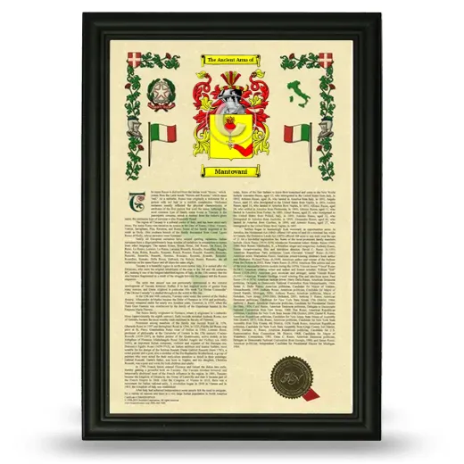 Mantovani Armorial History Framed - Black