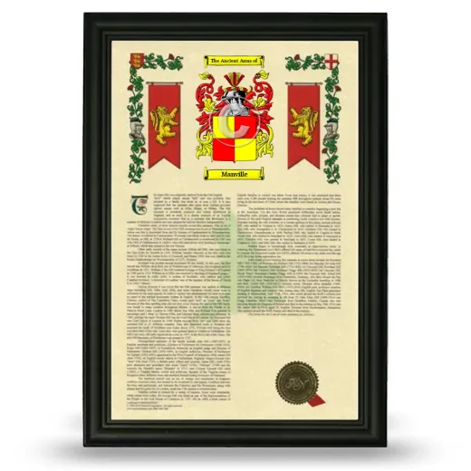 Manville Armorial History Framed - Black