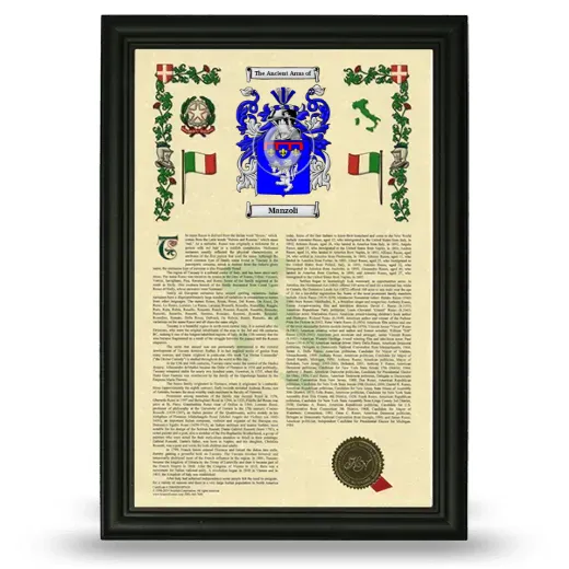 Manzoli Armorial History Framed - Black