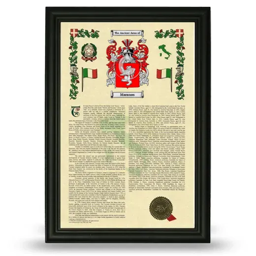 Maranos Armorial History Framed - Black