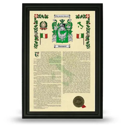 Marcantel Armorial History Framed - Black