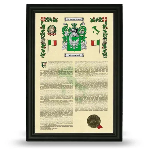 Marcantoni Armorial History Framed - Black