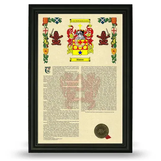 Marcer Armorial History Framed - Black
