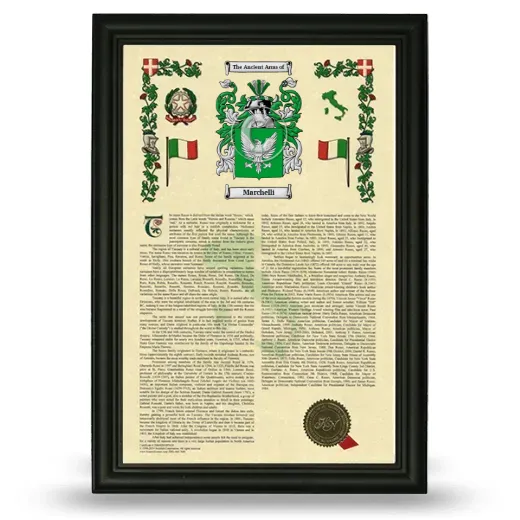 Marchelli Armorial History Framed - Black
