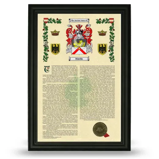 Marcks Armorial History Framed - Black