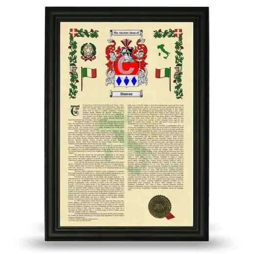 Marcoz Armorial History Framed - Black