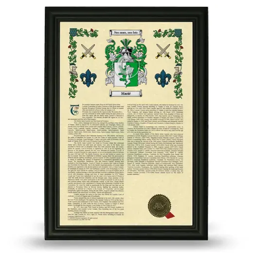 Marié Armorial History Framed - Black