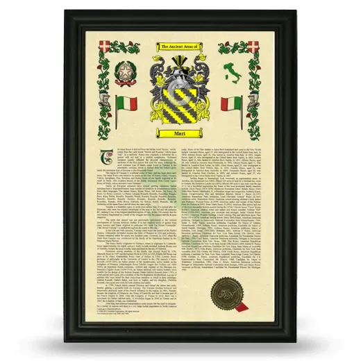 Mari Armorial History Framed - Black