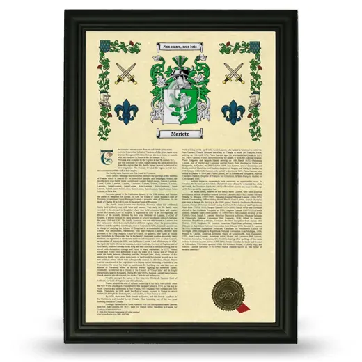 Mariete Armorial History Framed - Black