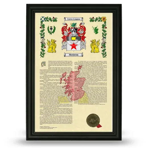 Marjorom Armorial History Framed - Black