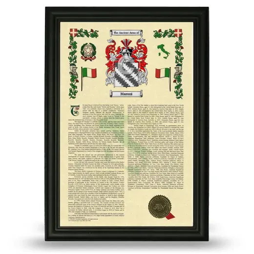 Maroni Armorial History Framed - Black