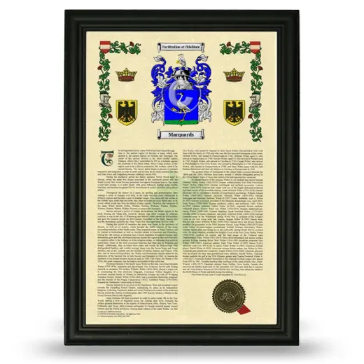 Marquards Armorial History Framed - Black