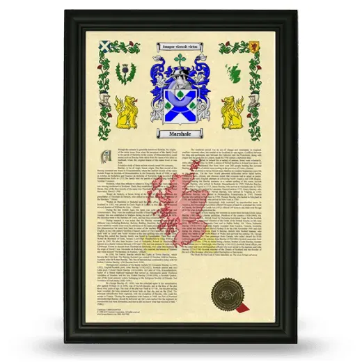 Marshale Armorial History Framed - Black