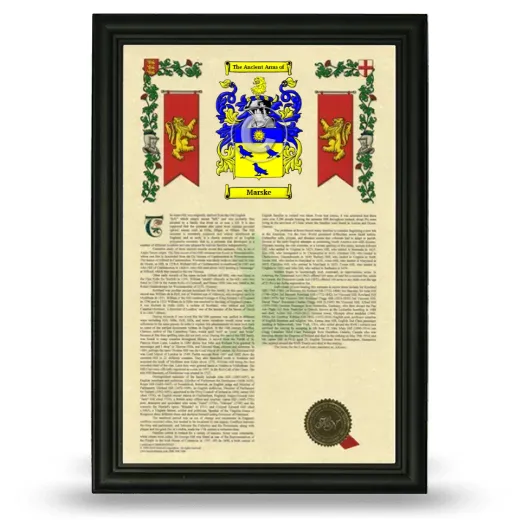 Marske Armorial History Framed - Black