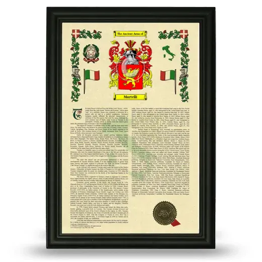 Martelli Armorial History Framed - Black