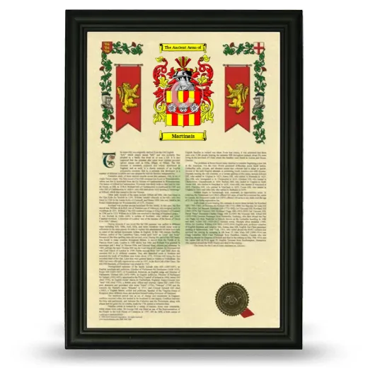 Martinais Armorial History Framed - Black