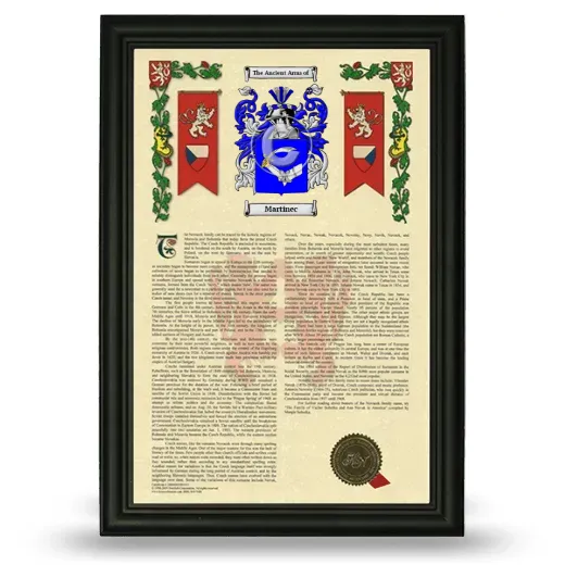 Martinec Armorial History Framed - Black