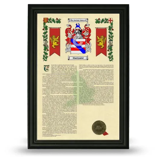 Martyndul Armorial History Framed - Black