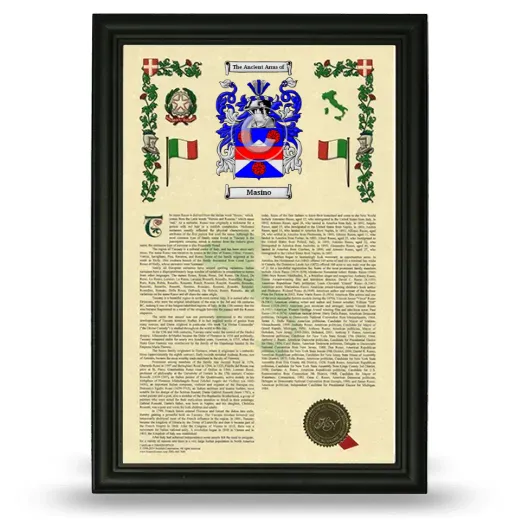 Masino Armorial History Framed - Black