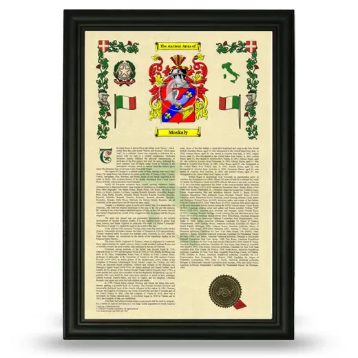 Maskaly Armorial History Framed - Black