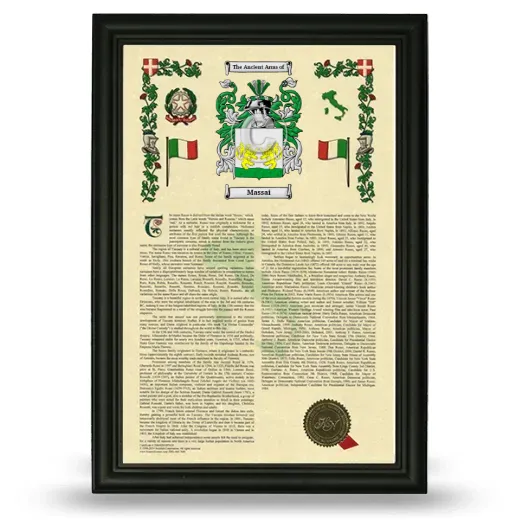 Massai Armorial History Framed - Black