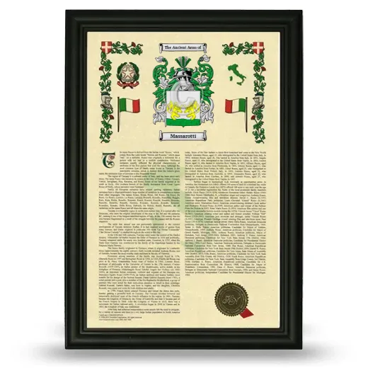 Massarotti Armorial History Framed - Black