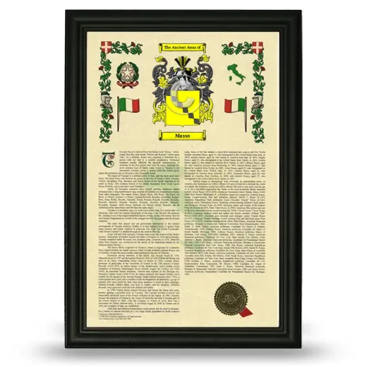 Masso Armorial History Framed - Black