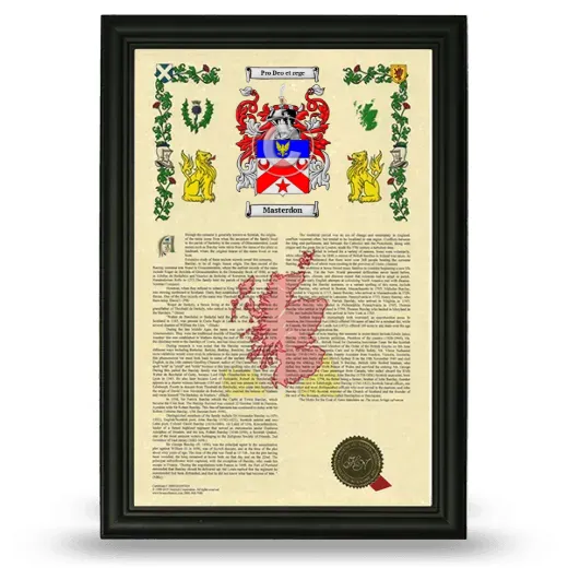 Masterdon Armorial History Framed - Black