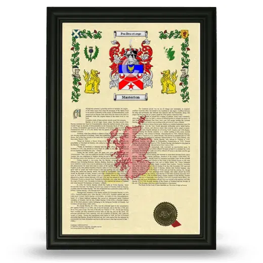 Masterton Armorial History Framed - Black