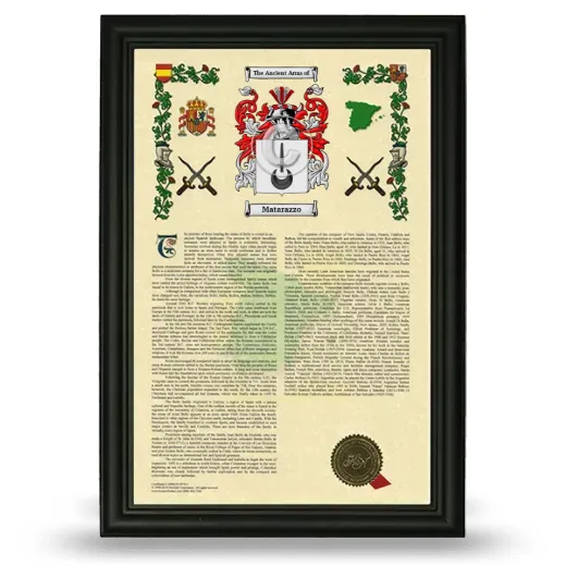Matarazzo Armorial History Framed - Black