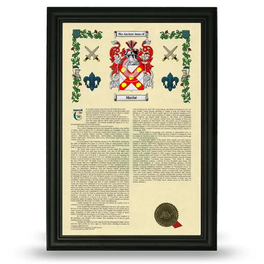 Mathé Armorial History Framed - Black