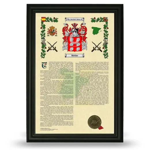 Matias Armorial History Framed - Black