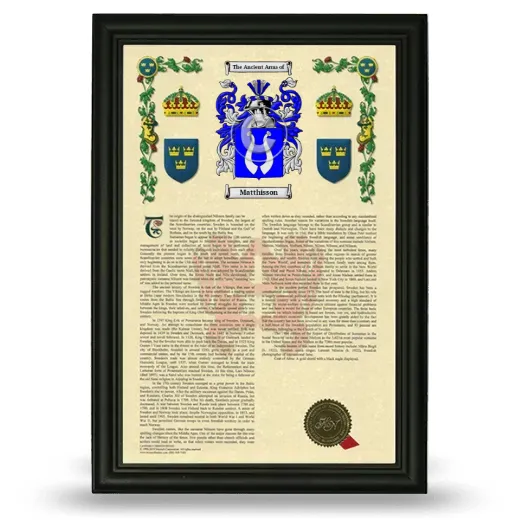 Matthisson Armorial History Framed - Black