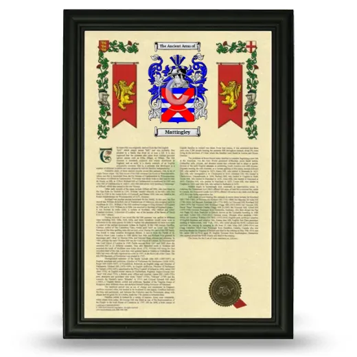 Mattingley Armorial History Framed - Black