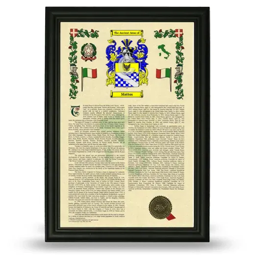 Mattos Armorial History Framed - Black