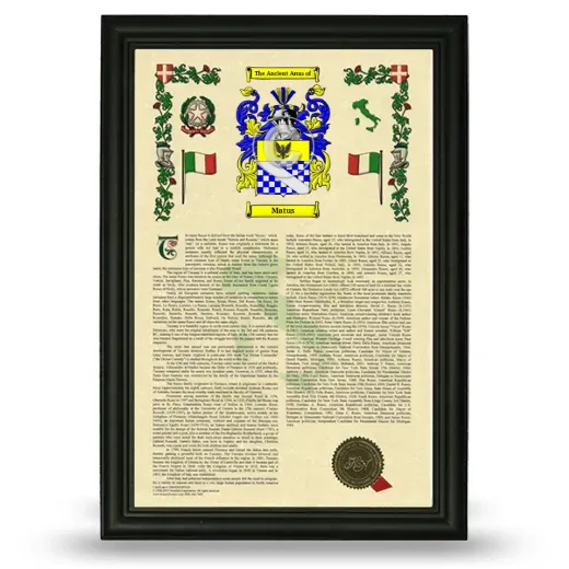 Matus Armorial History Framed - Black