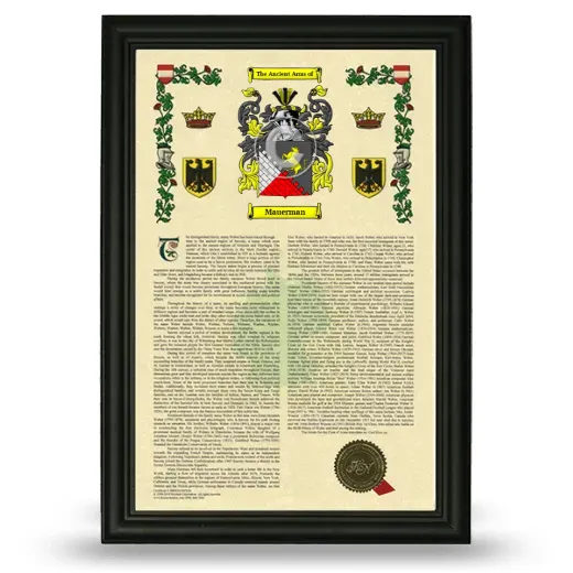 Mauerman Armorial History Framed - Black