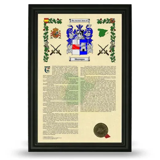 Mayorgas Armorial History Framed - Black