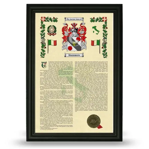 Mazzamuto Armorial History Framed - Black