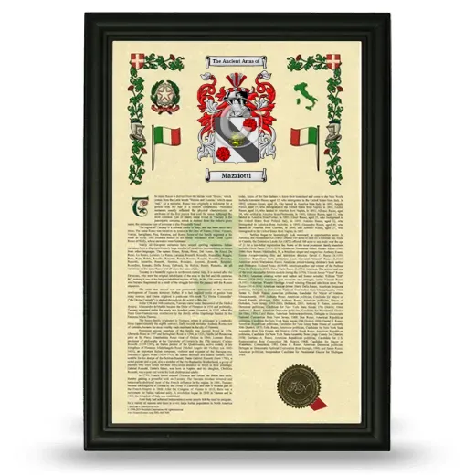 Mazziotti Armorial History Framed - Black