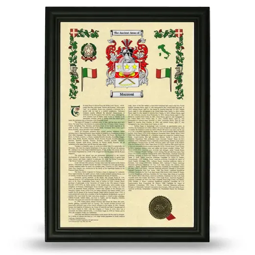Mazzoni Armorial History Framed - Black